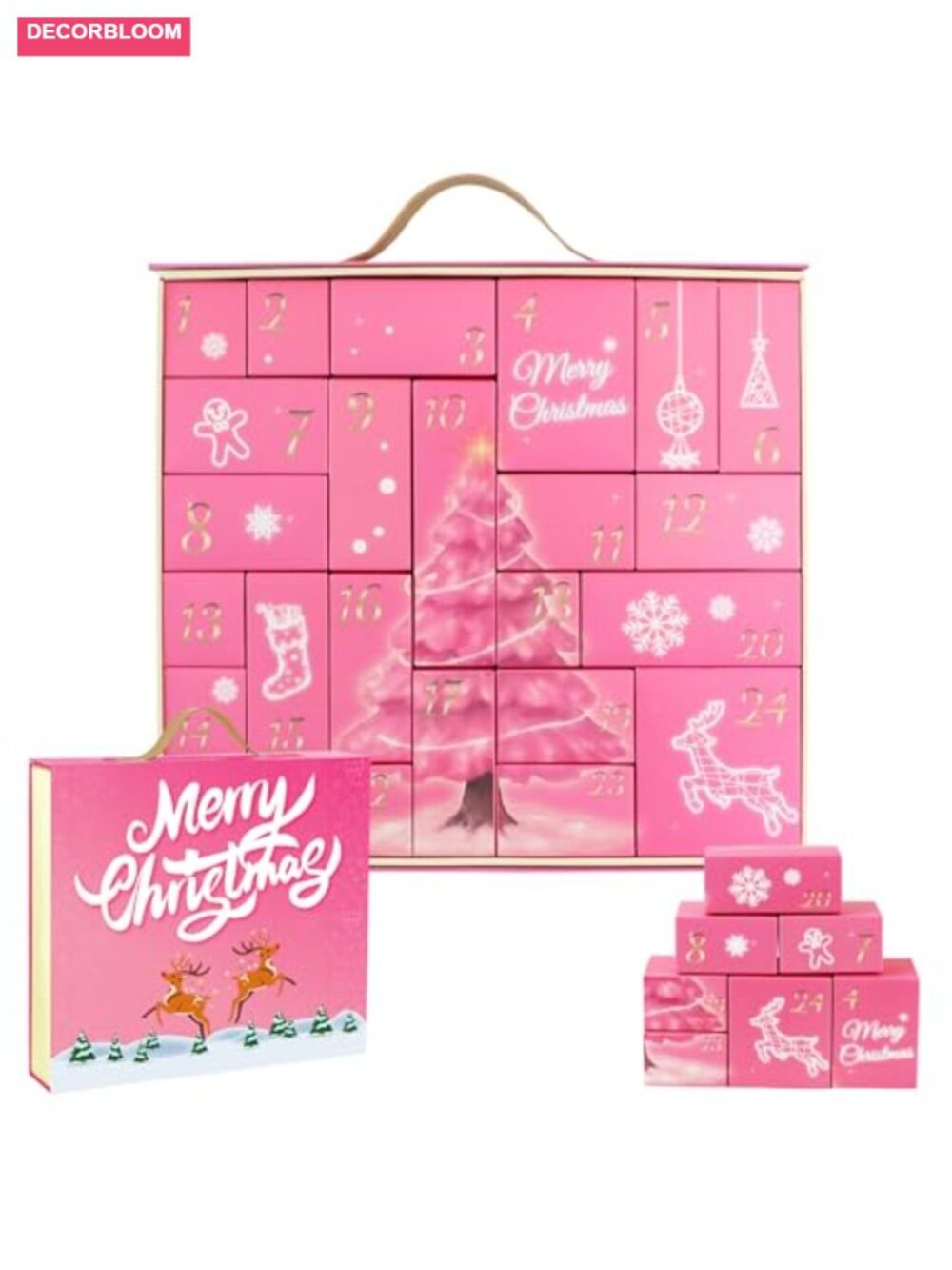 Fillable Christmas Advent Calendar 24 Day Countdown Boxes Reusable DIY Paper